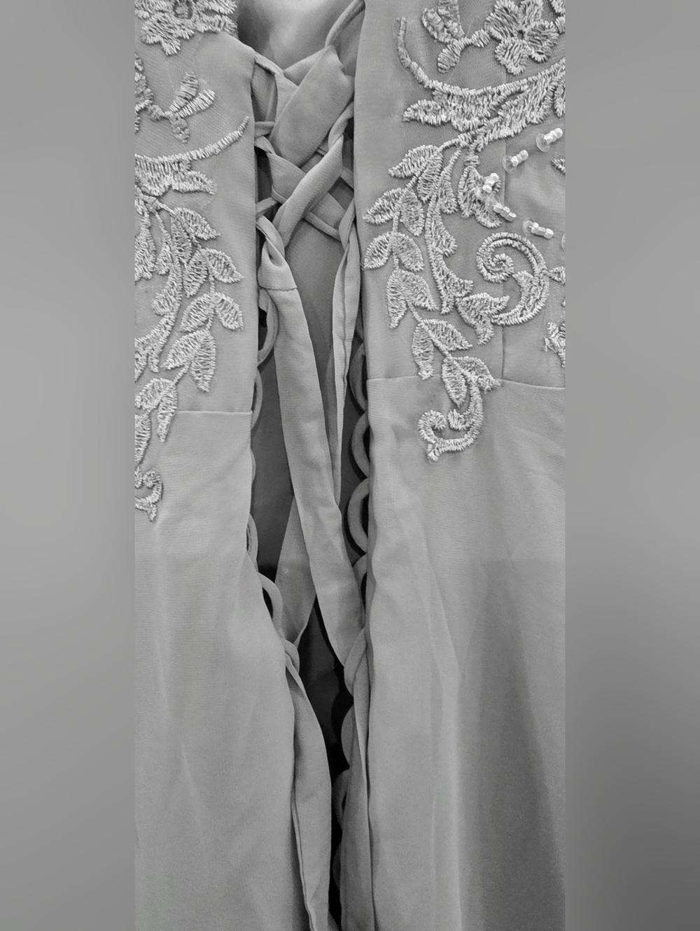 Elegant Light Blue Lace Bodice Chiffon Dress - Picture 5 of 7